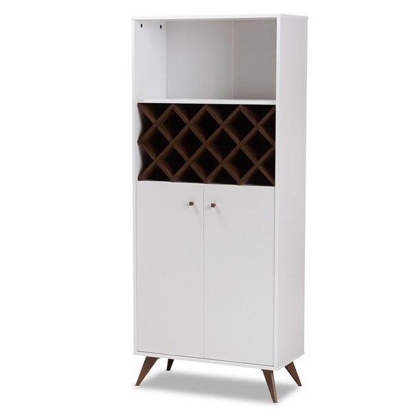Baxton Studio Serafino Mid-Century White and Walnut Finished Wood Wine Cabinet 150-8997 - main